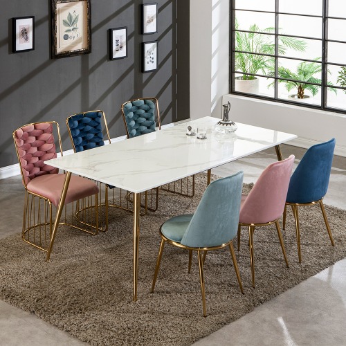 골드샤인콘 사각 대리석 세라믹 4인용 6인용 식탁 테이블(의자별도)